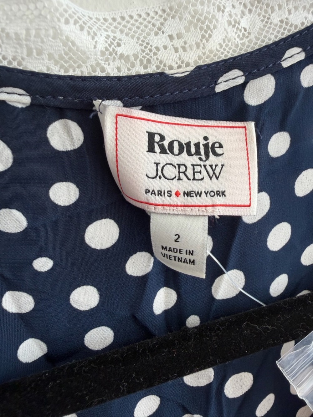Rouje X J.Crew Rencard Wrap Dress Navy Polka Dot size 2 NWT - Picture 9 of 11